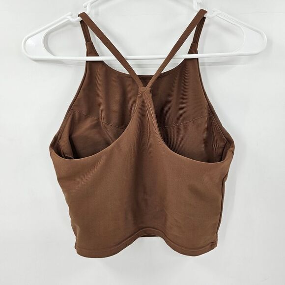 Old navy tank top built in bra brown small workout gym running athletic crop top - Picture 2 of 3